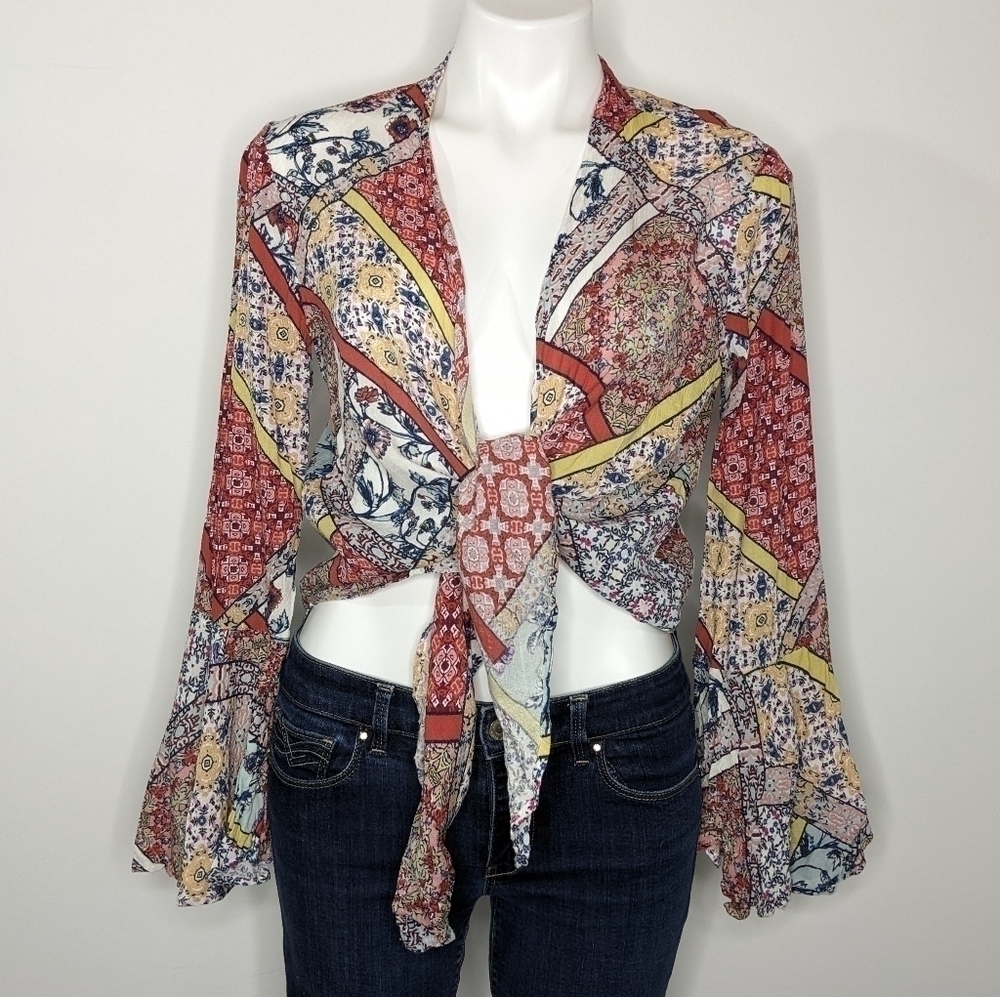 ✨3/$15 Jessica Simpson Nursing colorful tie wrap shawl S